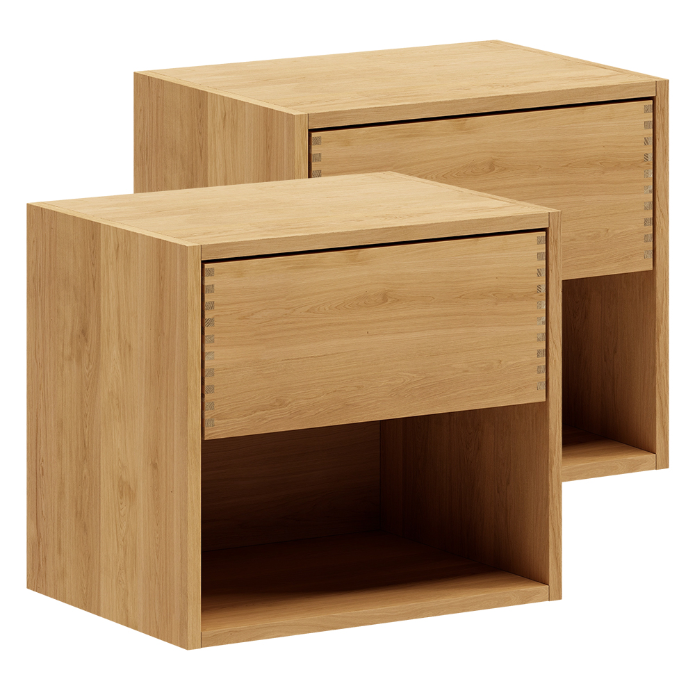 50 cm + 50 cm - Just Wood Snickare Sängbord set med 1 låda