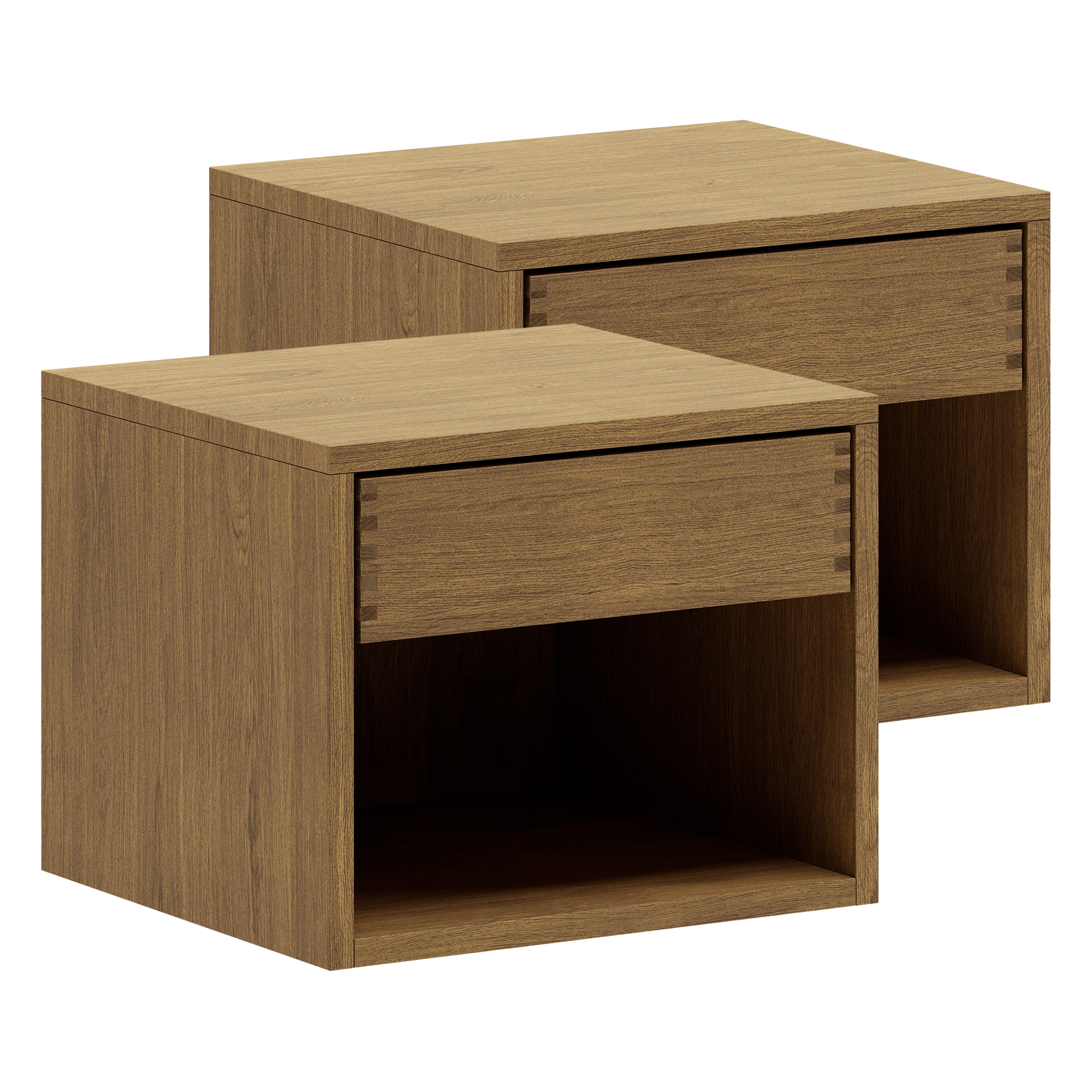 40 cm + 40 cm - Mörkoljerad Just Wood Snickare Sängbord set med 1 låda