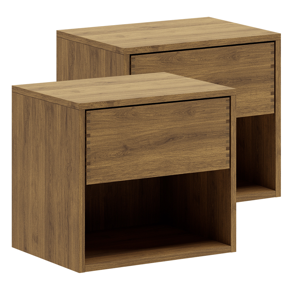 50 cm + 50 cm - Mörkoljerad Just Wood Snickare Sängbord set med 1 låda